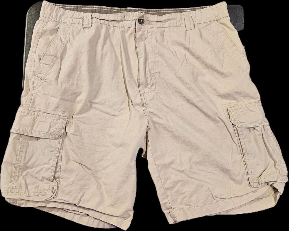 Rugged Trail Mens Beige Cargo Shorts With Stretch Fabric Size 42